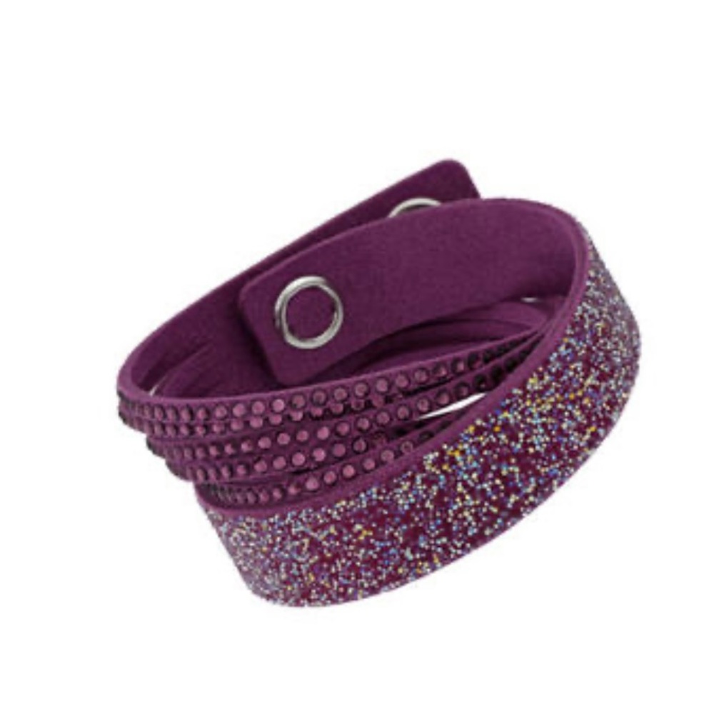Swarovski Slake Purple Alcantara Crystal Studded Duo Wrap Bracelet
